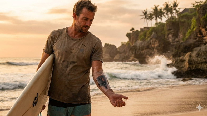 swiming woth tattoo in bali