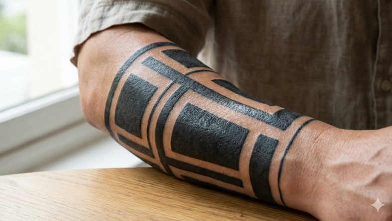 blackwork tattoo on hand