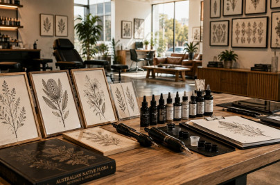 ink bottles in tattoo studio
